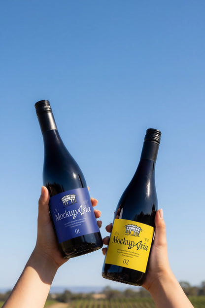 Product line bottle mockup featuring two customizable label designs