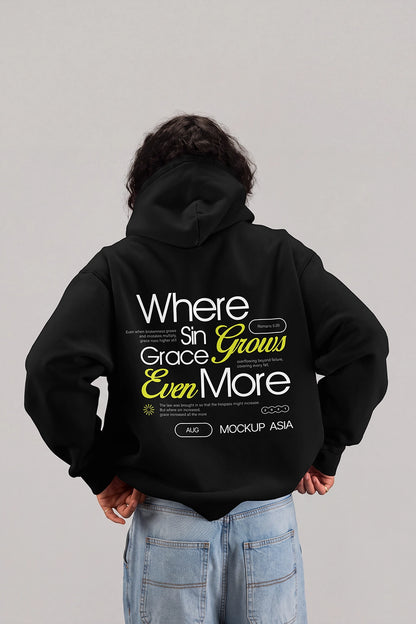 White oversized hoodie apparel mockup with custom back print