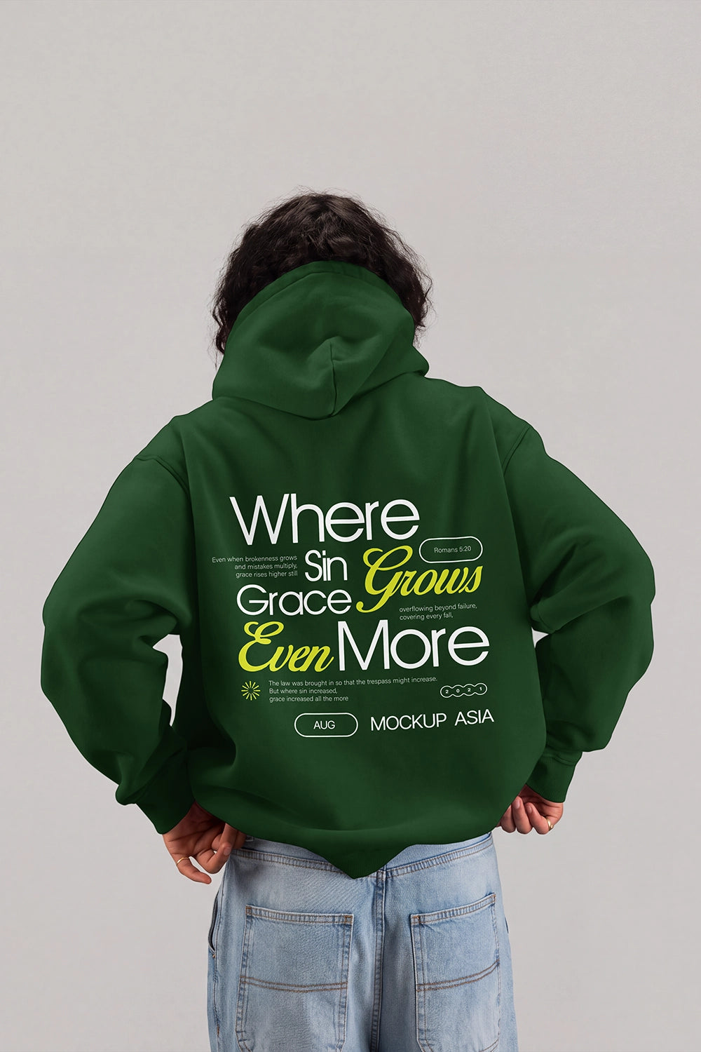 Realistic back view hoodie mockup for streetwear design