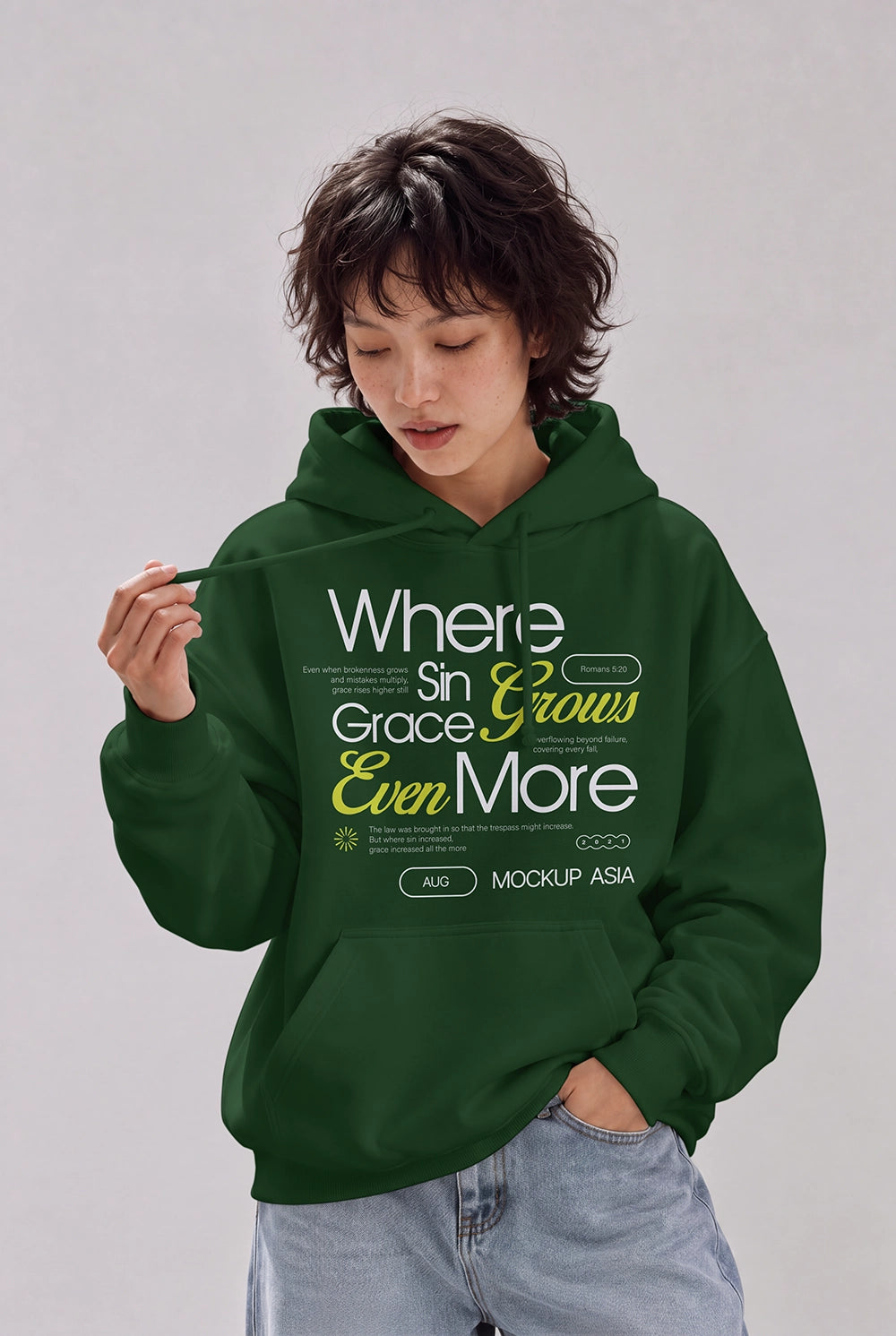 Realistic white hoodie apparel mockup for streetwear designs