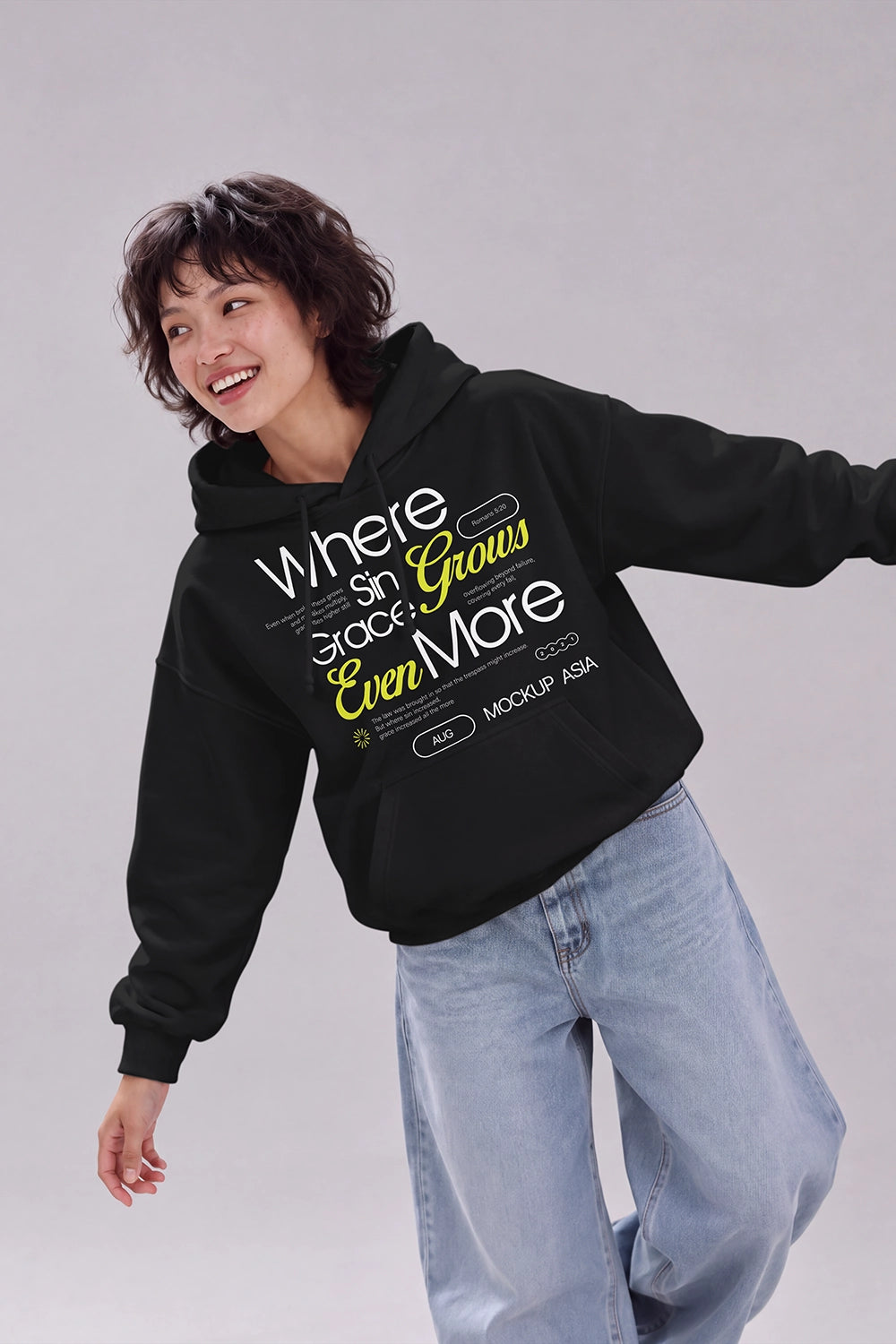 Front white sweatshirt mockup for fashion and streetwear design