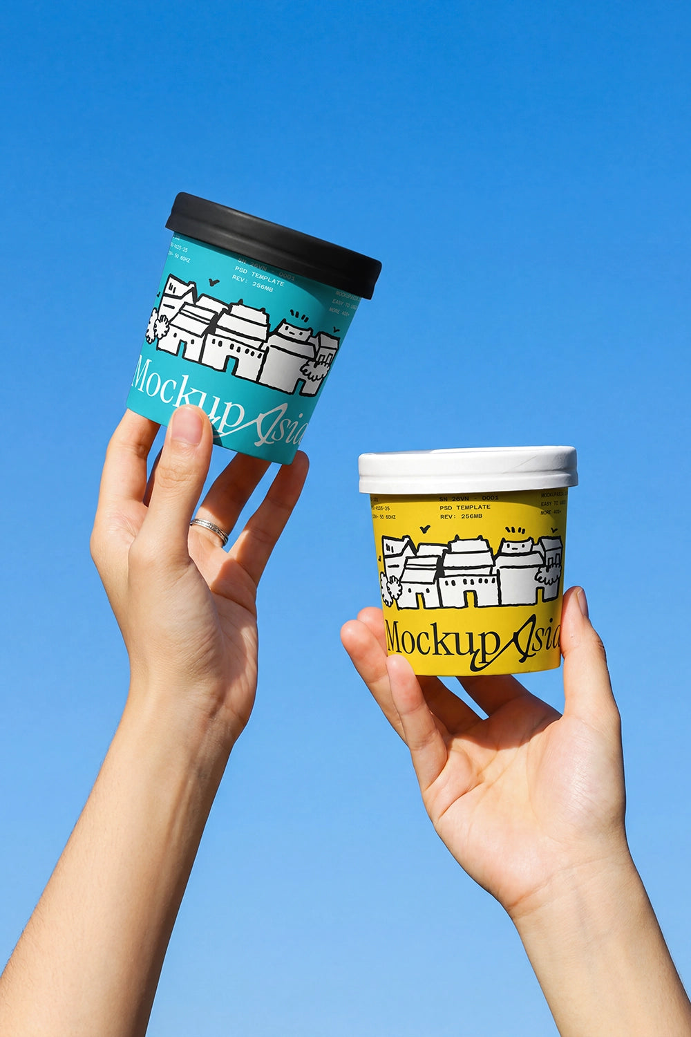 Minimal dessert cup PSD mockup with outdoor lifestyle composition