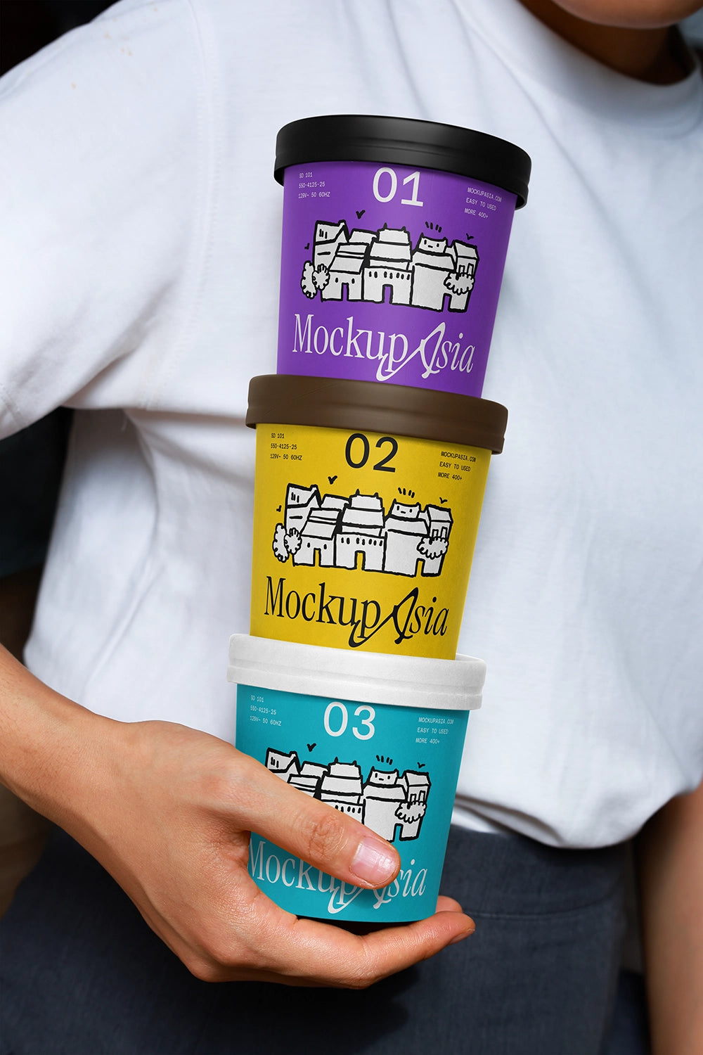 Vertical dessert cup PSD mockup with vibrant takeaway packaging presentation