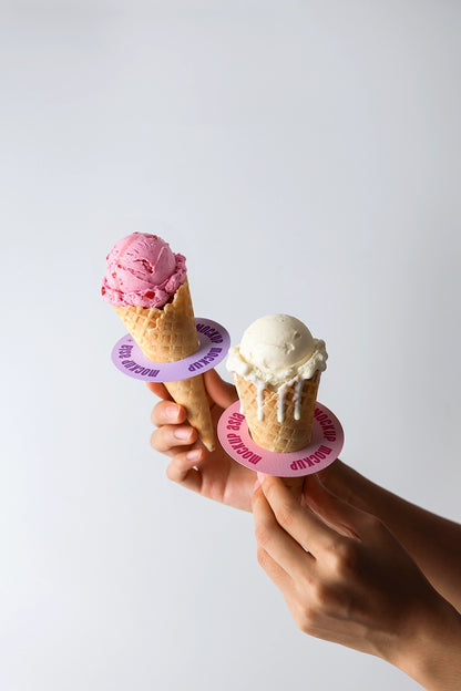 Ice cream corn mockup from Mockup.Asia bundle, showcasing realistic ice cream cone with creamy swirl and crisp wafer cone.