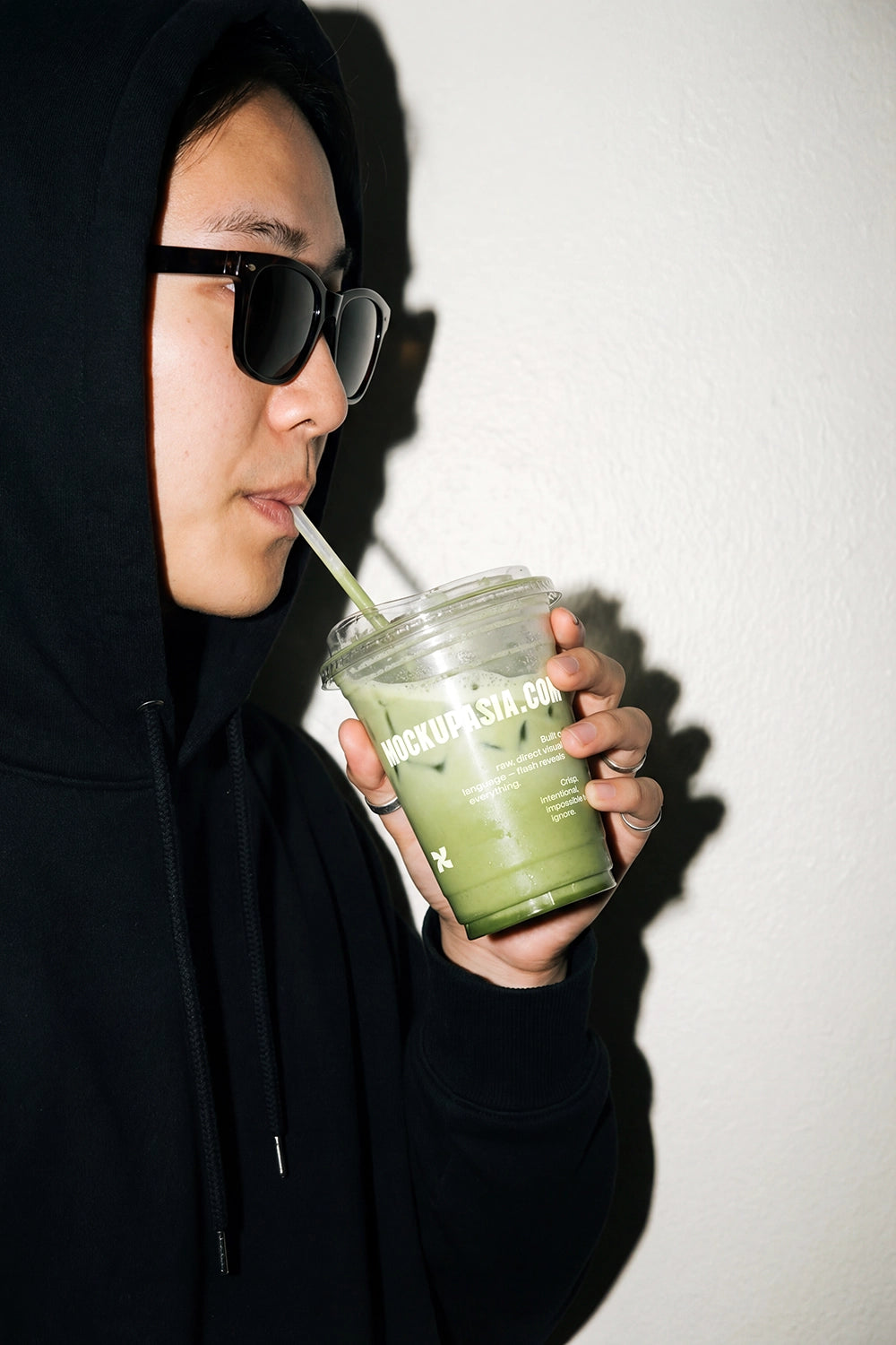 Iced matcha latte Cup Mockup FLR08