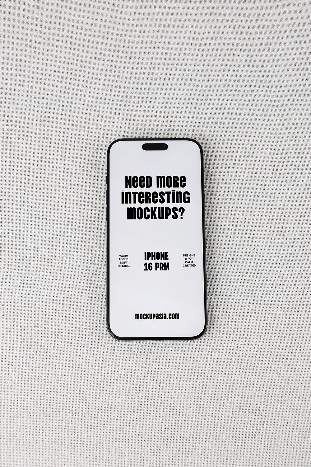 smartphone mockup on fabric background with minimal design and clean layout