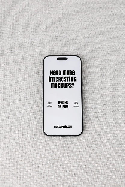 smartphone mockup on fabric background with minimal design and clean layout
