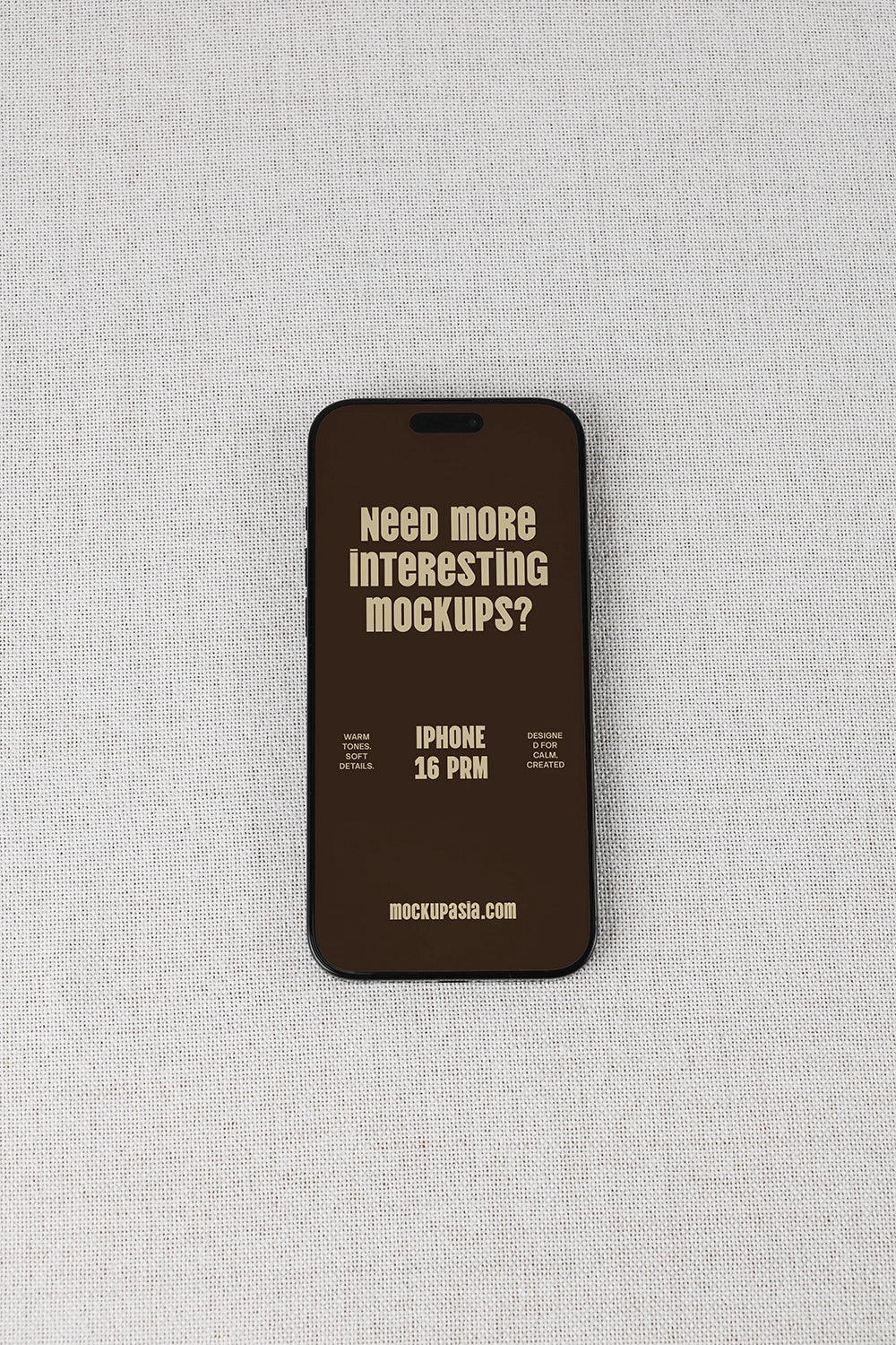 realistic iphone mockup with blank screen and soft neutral textile surface