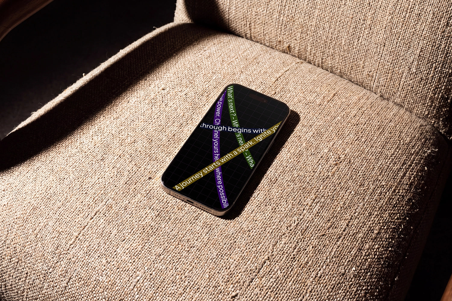 iPhone screen mockup PSD with dramatic sunlight and shadows