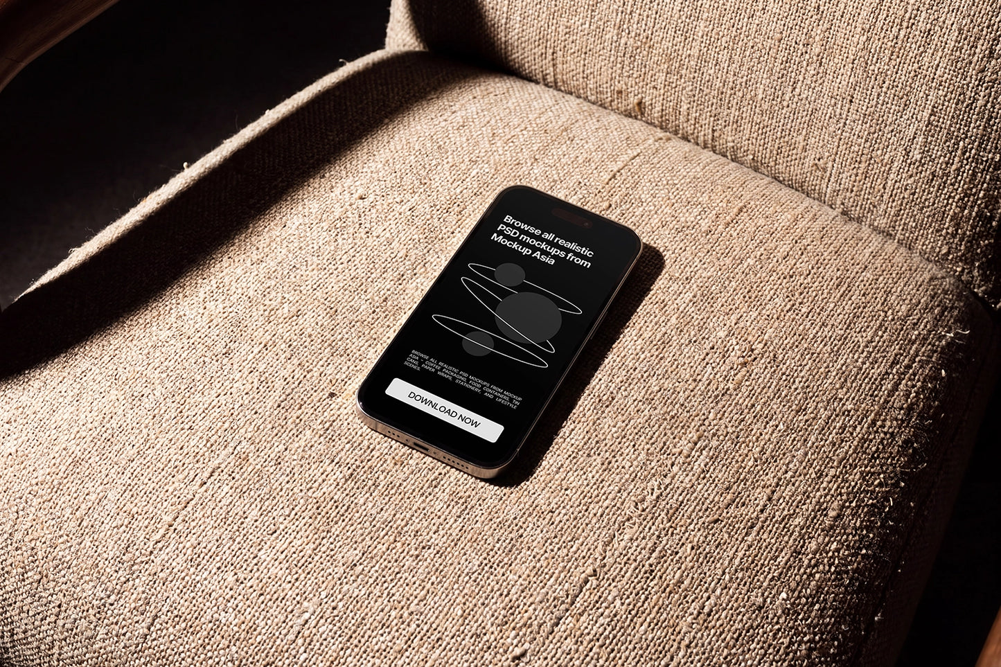 Smartphone mockup for app and website presentation on fabric