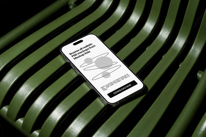 Realistic iPhone mockup on abstract green sculptural surface