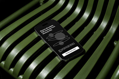 Modern mobile phone mockup on glossy curved green background