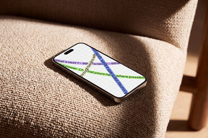 Modern mobile UI mockup with realistic textured upholstery background