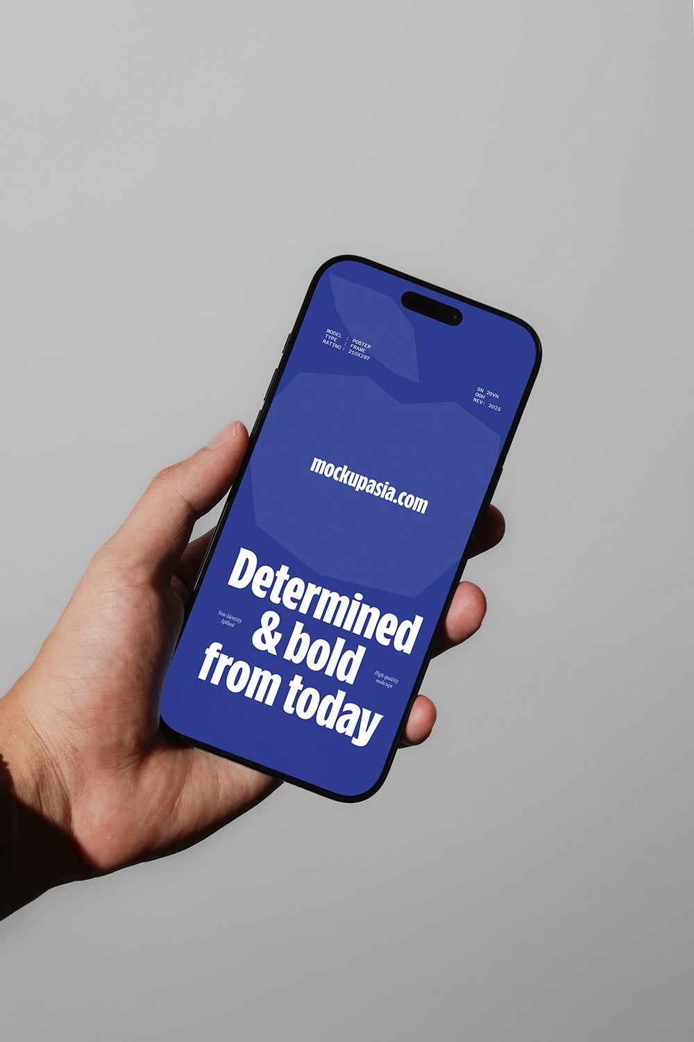 iphone screen mockup with hand and soft shadow, clean product presentation