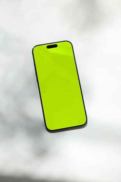 iphone screen mockup on fabric background with subtle shadow, modern product presentation