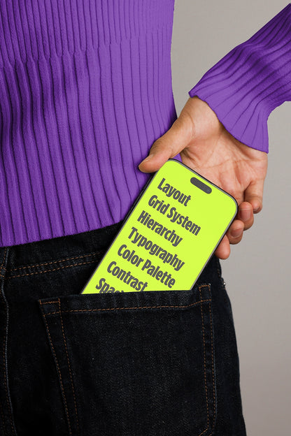 smartphone mockup placed in back pocket with hand interaction, casual lifestyle display