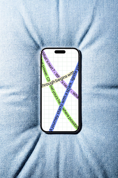 Top view iPhone mockup on textured blue fabric