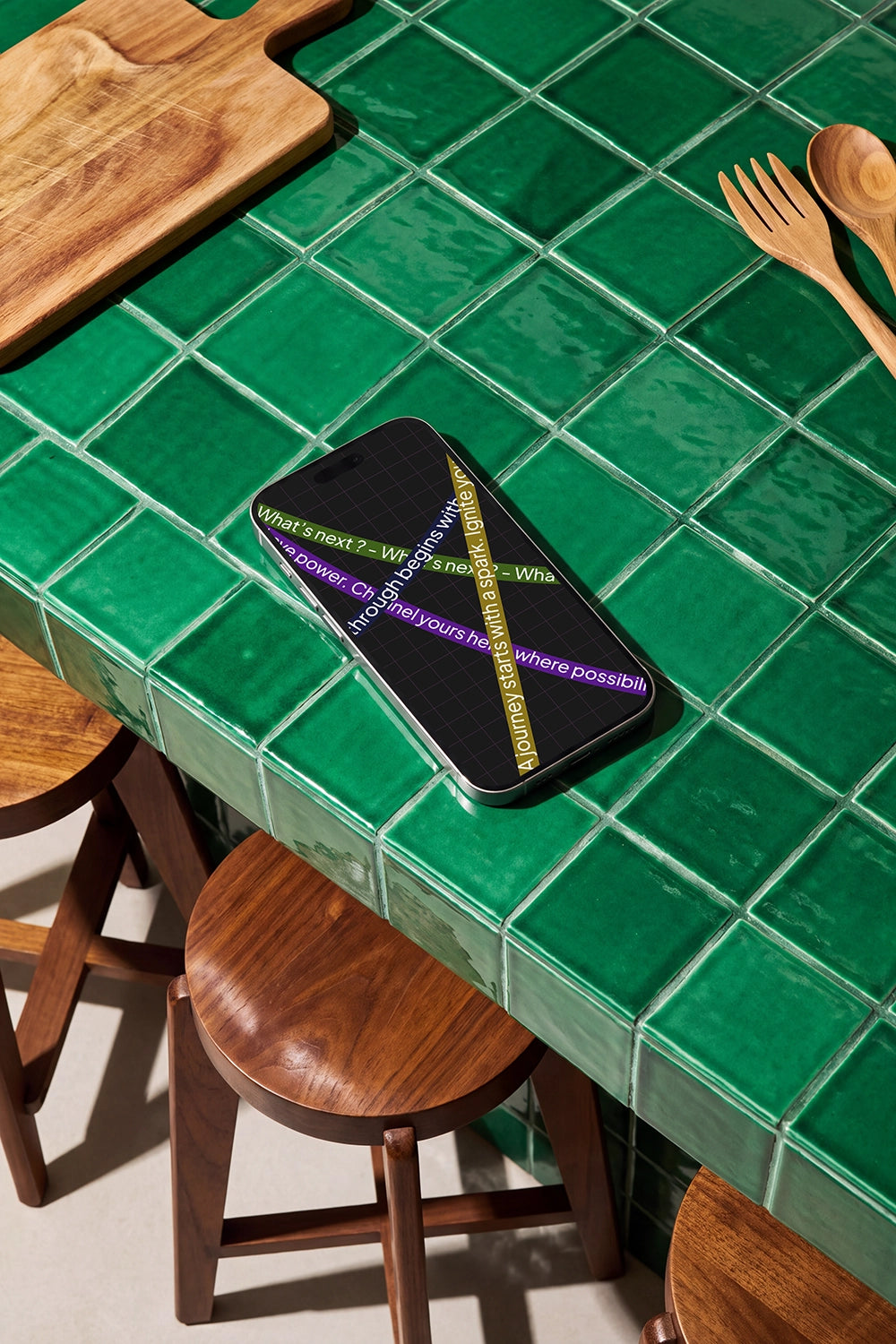 Realistic phone mockup with natural sunlight and detailed interior textures