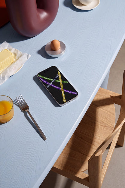Realistic phone mockup on a textured table with warm lifestyle lighting