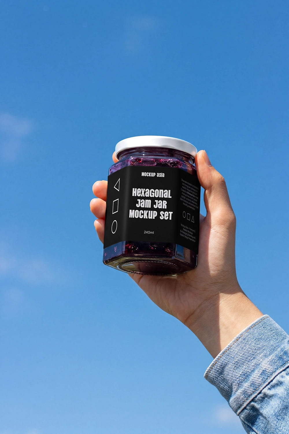 Glass preserve jar mockup with editable label and realistic reflections
