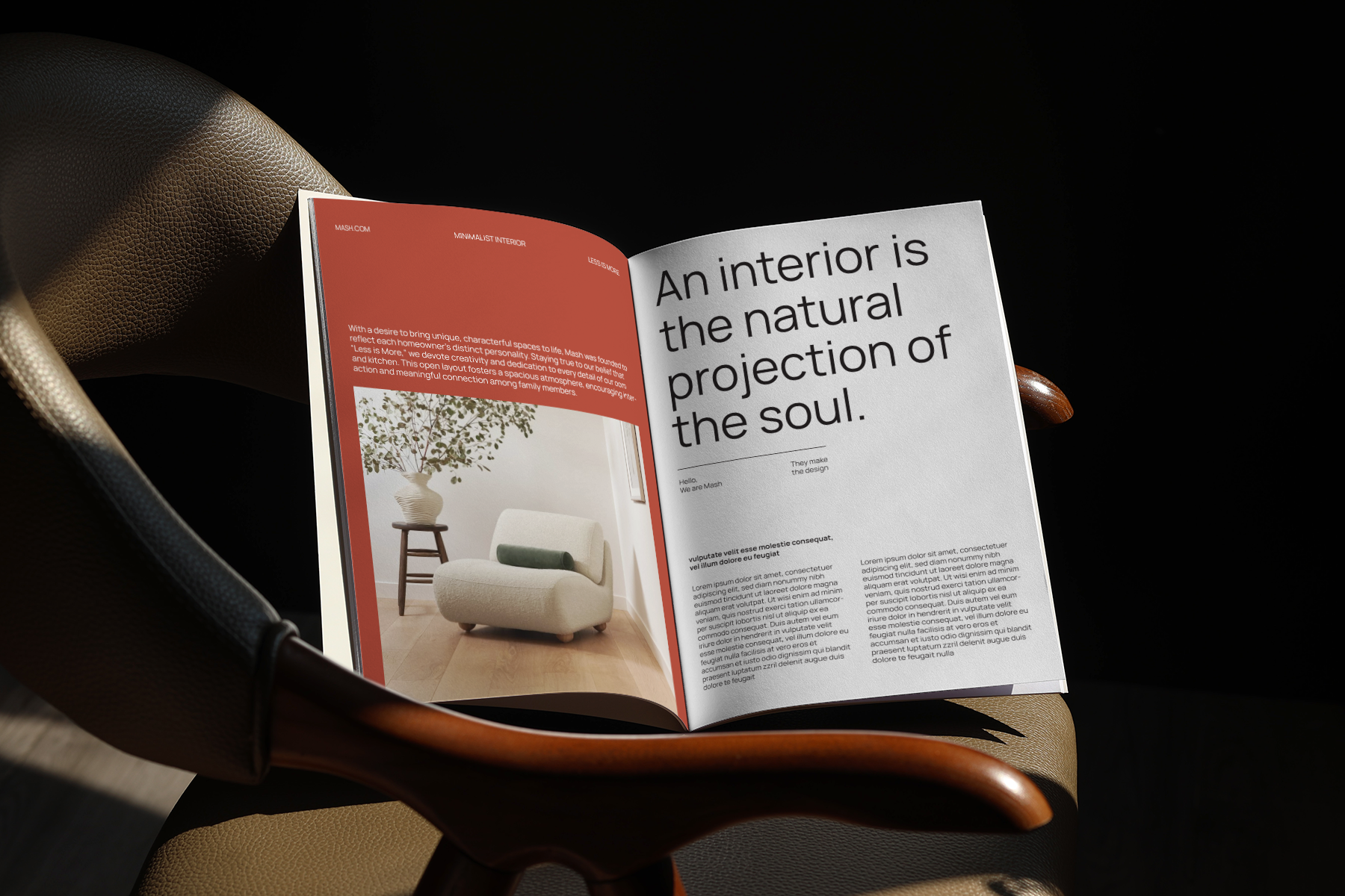 Magazine Mockup MIR 07 – Minimal Interior Open Spread Scene – Mockup Asia
