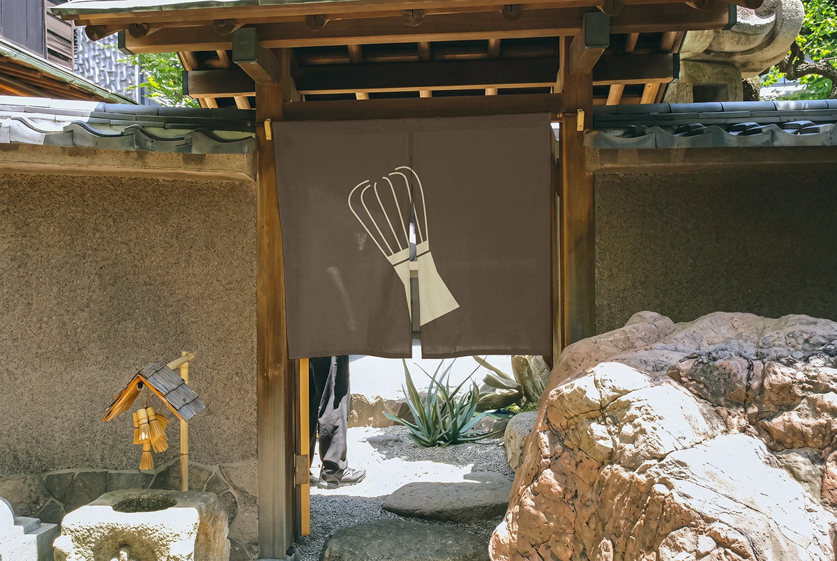 Matcha mockup noren curtain for matcha café and tea house logo branding