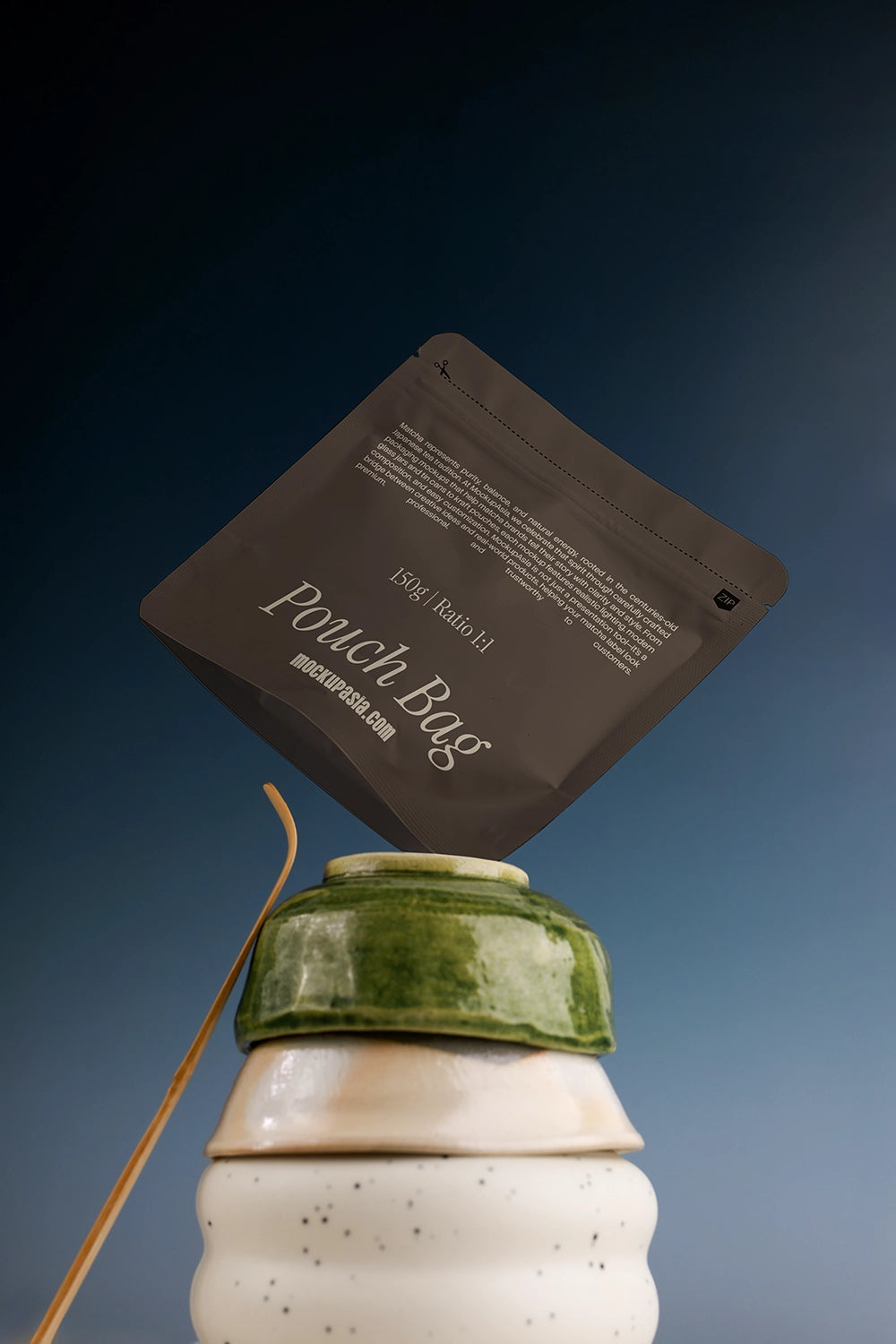 Realistic flexible food pouch mockup with resealable zipper