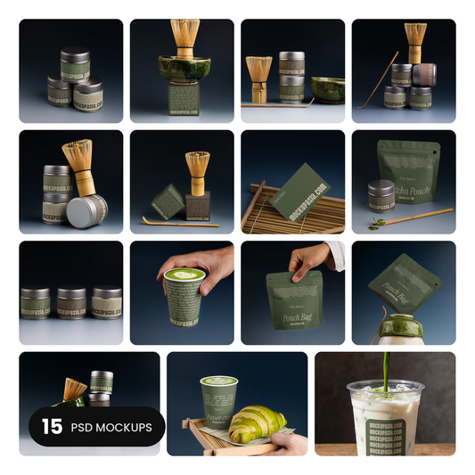 Matcha Packaging Mockups – Dark Edition