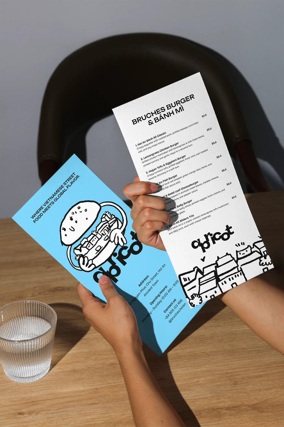 dual menu mockup with two sheets cafe branding