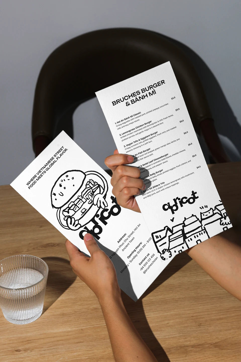 menu mockup with hands restaurant branding psd