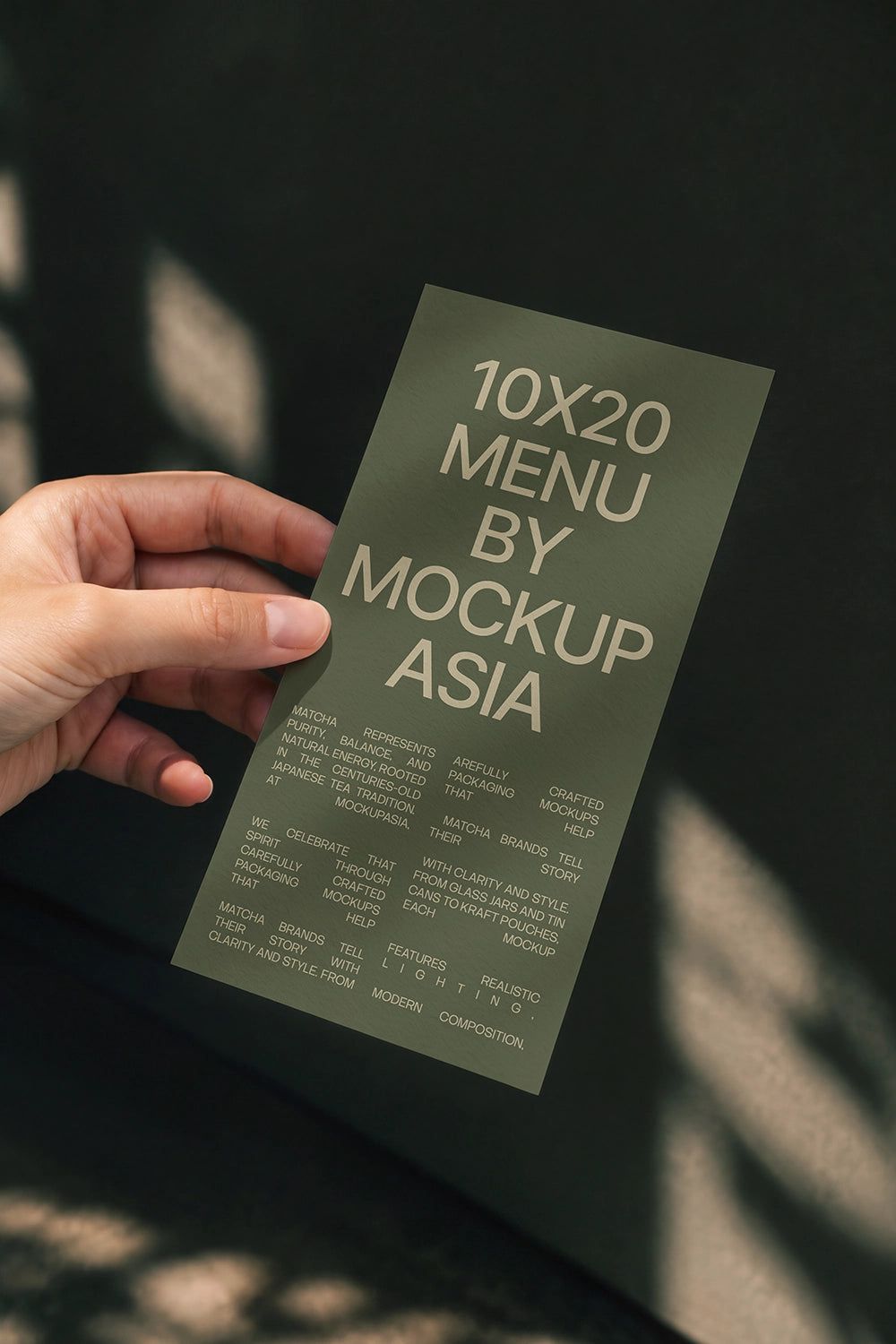 Slim menu card mockup editable smart object PSD paper texture