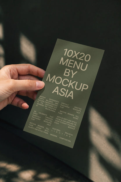 Slim menu card mockup editable smart object PSD paper texture
