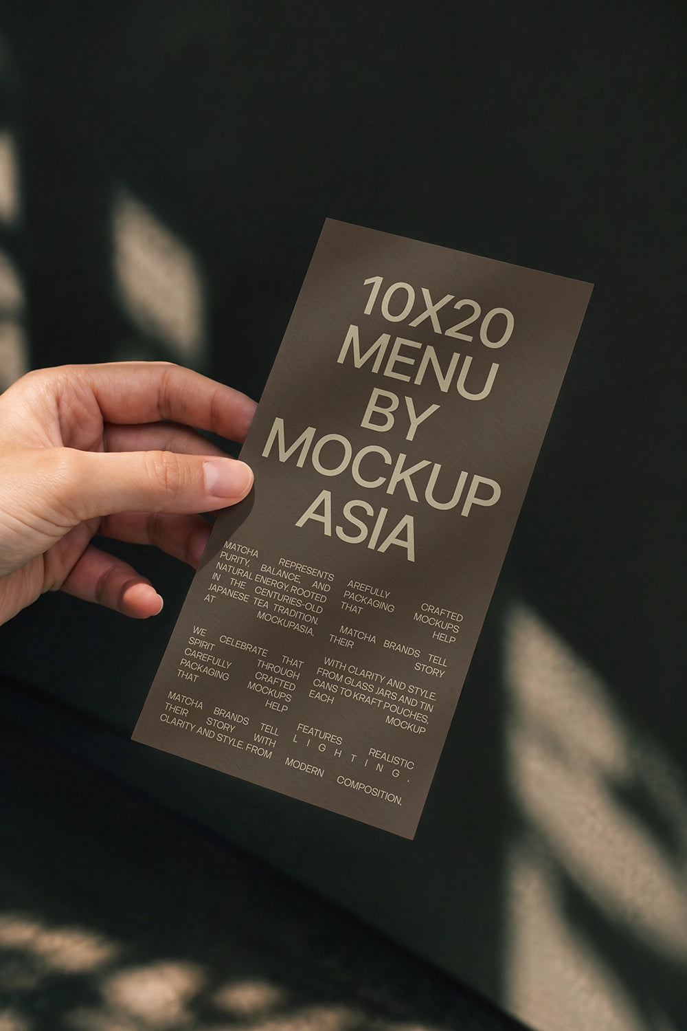 Café and matcha drink menu mockup tall narrow card