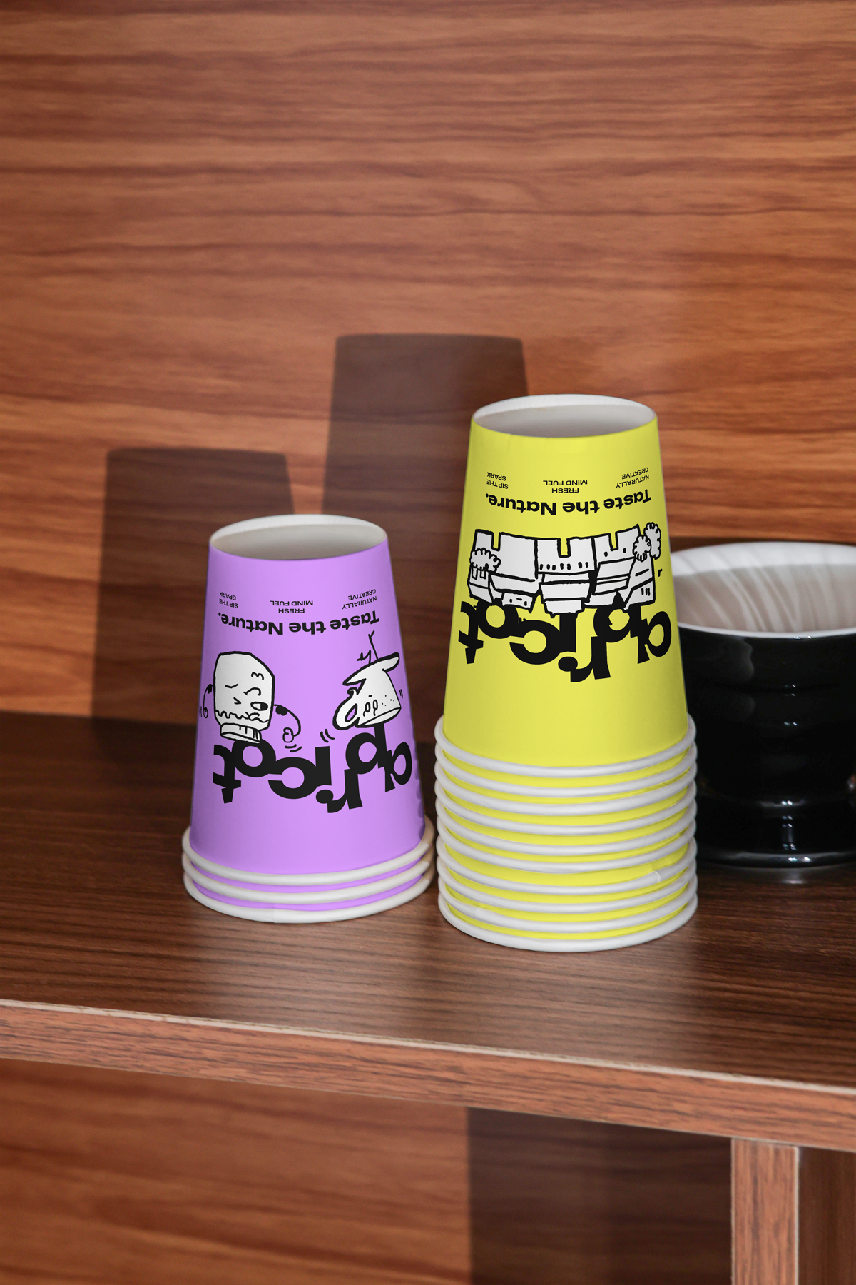 Bundle of Apricots Coffee Collection paper cups by Mockup.Asia, featuring apricot-themed coffee cup designs for beverages.