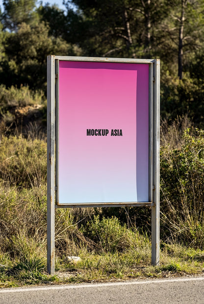 advertising poster display mockup in countryside environment