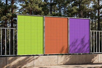 outdoor poster mockup set of three with nature backdrop and clean minimal design