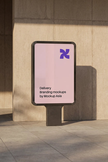 Vertical outdoor sign display mockup for branding poster and wayfinding presentation

