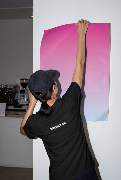 large format print mockup with flash lighting in real interior environment