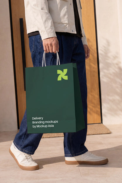 Paper shopping bag mockup PSD for boutique and ecommerce branding