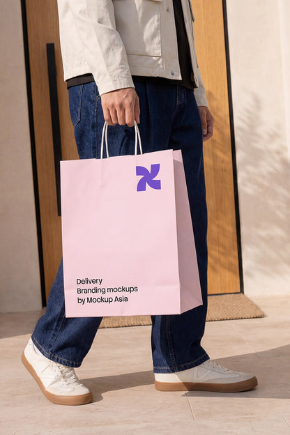 Realistic shopping bag packaging mockup for premium retail identity