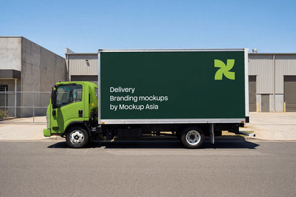 Logistics truck mockup PSD for fleet advertising design