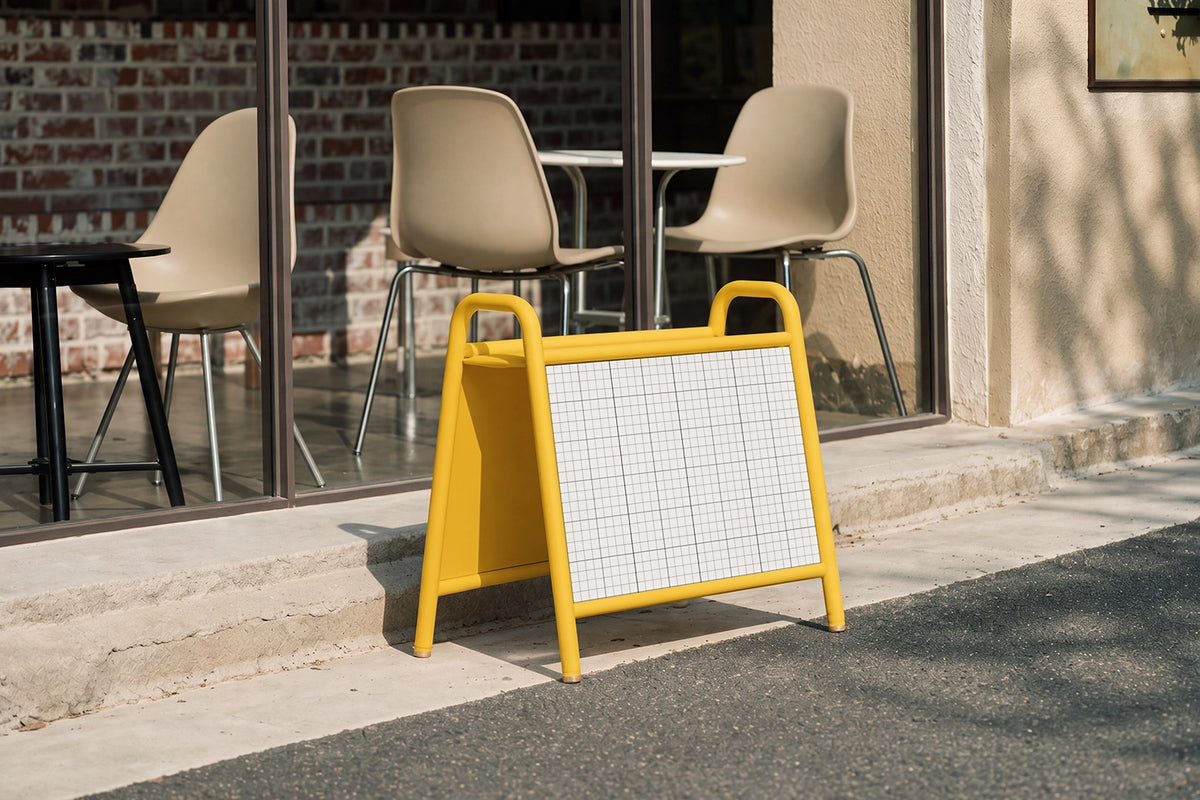 Double-sided pavement sign mockup editable smart object PSD