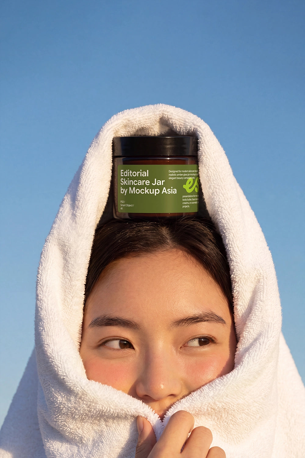 Realistic skincare packaging mockup with editable cream jar label