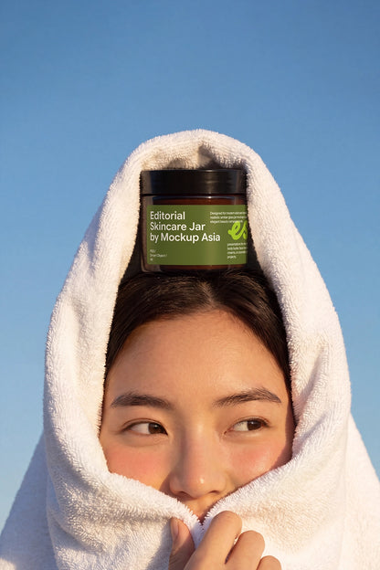Realistic skincare packaging mockup with editable cream jar label