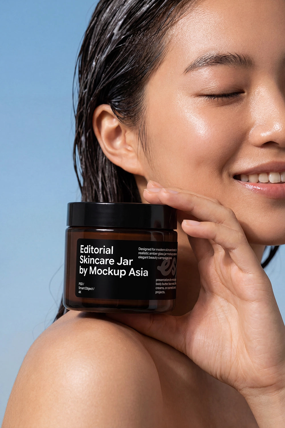 Realistic cosmetic cream jar mockup in premium beauty portrait