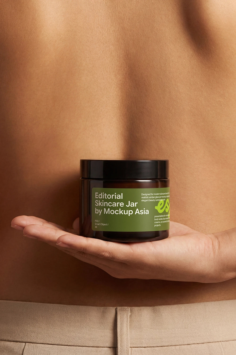 Luxury skincare jar mockup with premium editorial lifestyle presentation.