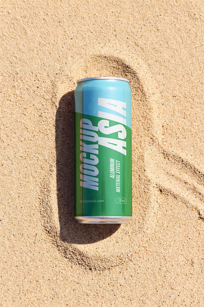 330ml aluminum beverage can mockup with realistic reflections