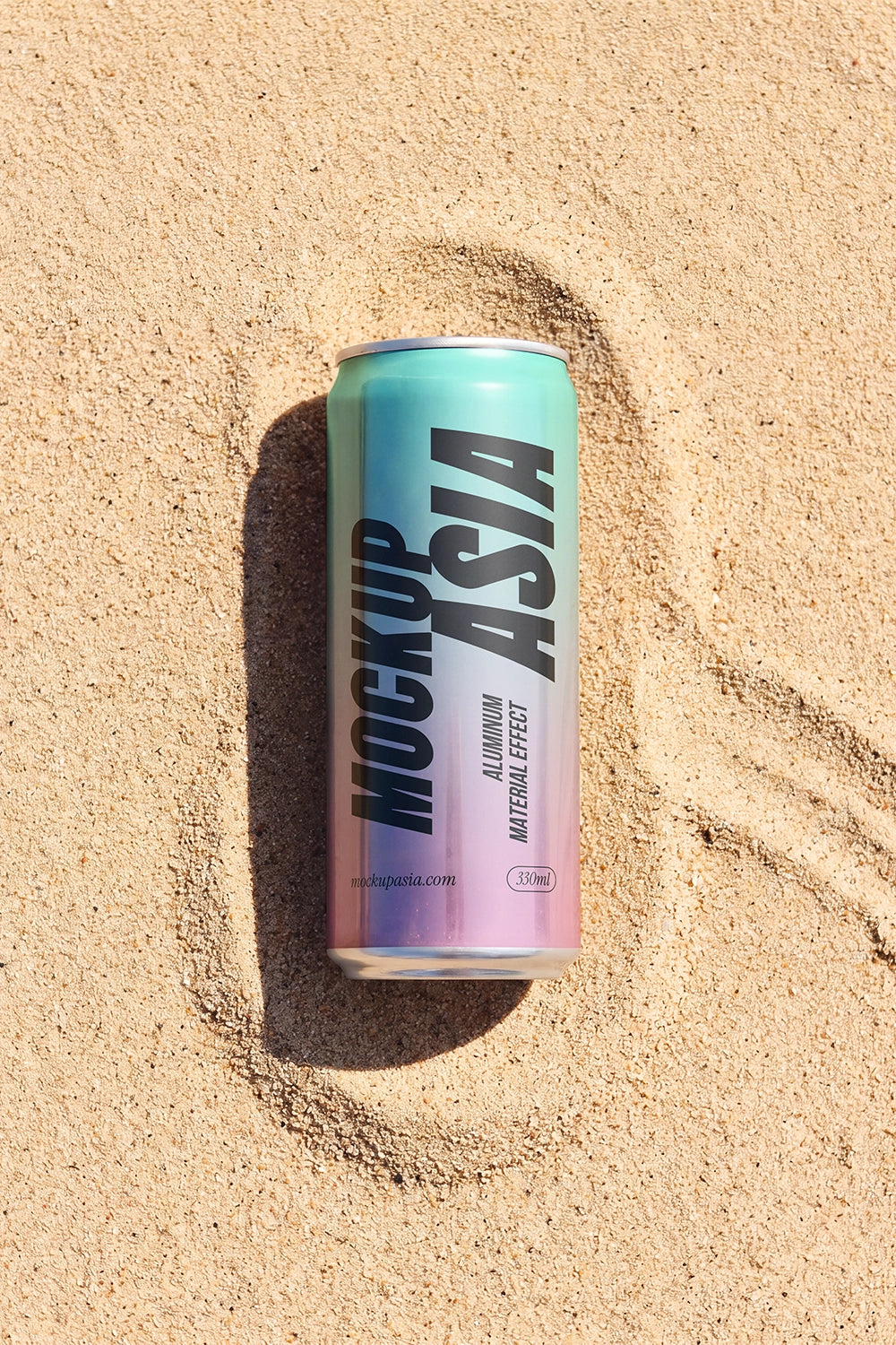 Sleek can mockup with authentic printed aluminum surface