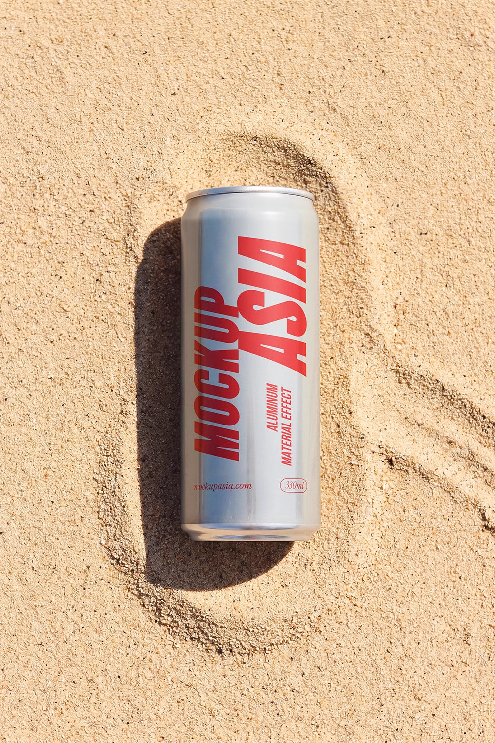 Realistic sleek aluminum can mockup with metallic material effect