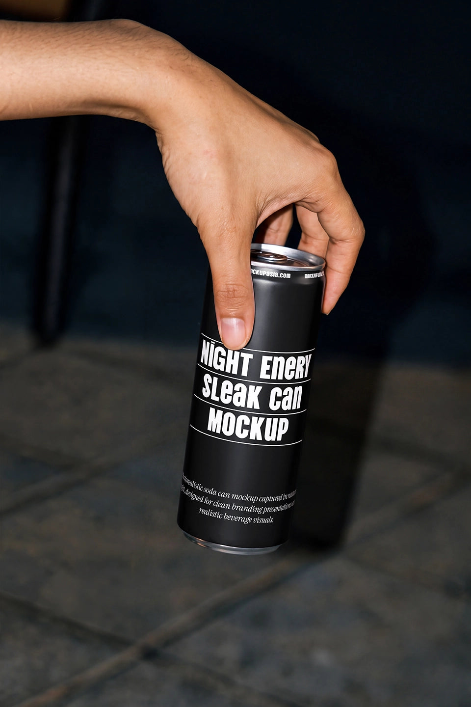 Realistic can packaging mockup with a large editable label area.